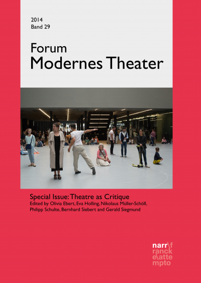Cover Forum Modernes Theater Special Issue Theatre as Critique